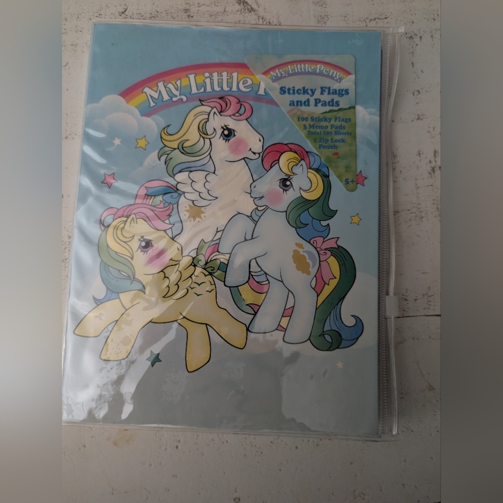 NWT My Little Pony Sticky Flags & Pads packaged in a perfect zip lock pouch.